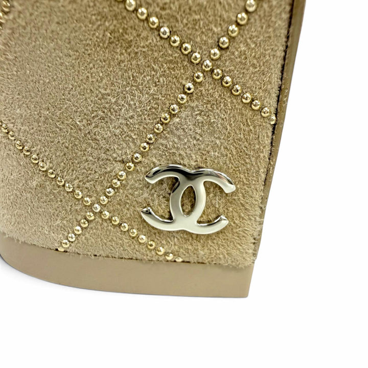 Excellent CHANEL short boots COCO Mark Matelasse Bicolor Suede leather 37 G46209