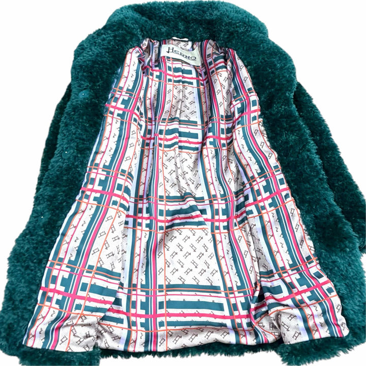 Excellent Herno coat CURLY FAUX FUR OVERSIZE FIT COAT polyester 40 CA000500D