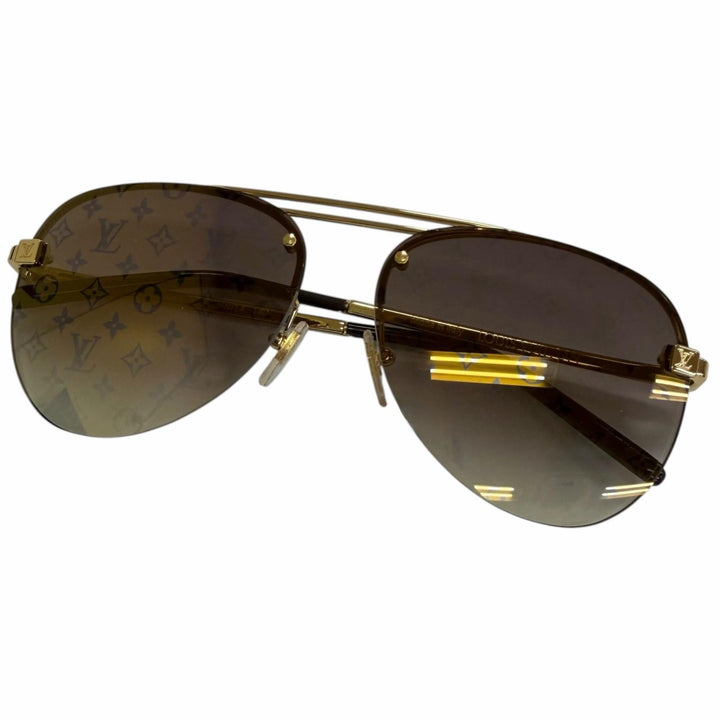Excellent LOUIS VUITTON sunglasses clock wise Monogram gold