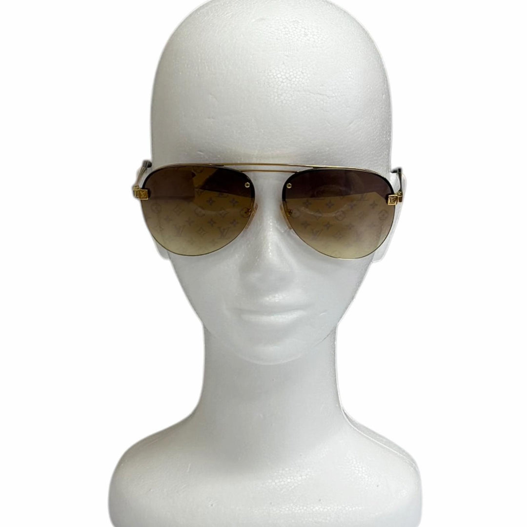 Excellent LOUIS VUITTON sunglasses clock wise Monogram gold