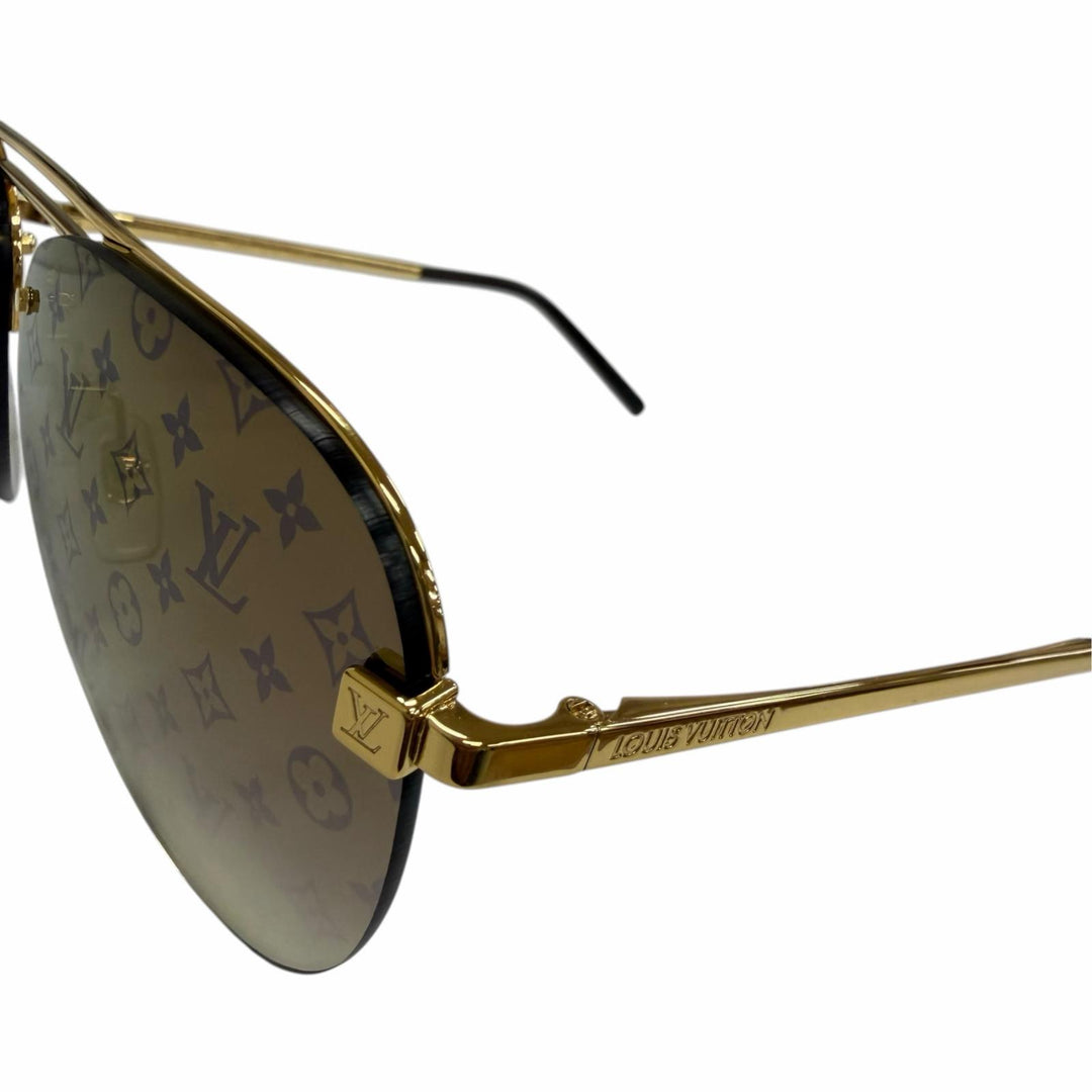 Excellent LOUIS VUITTON sunglasses clock wise Monogram gold