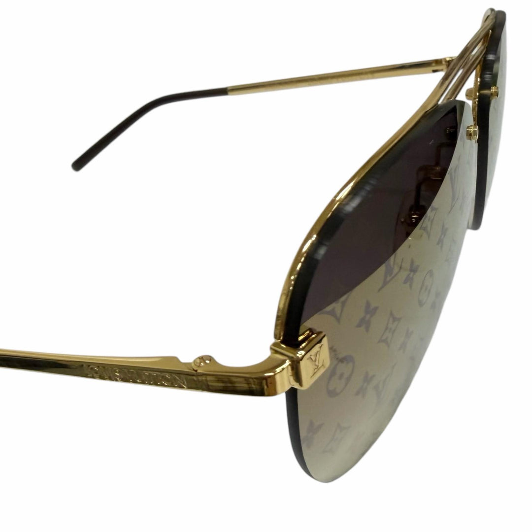 Excellent LOUIS VUITTON sunglasses clock wise Monogram gold