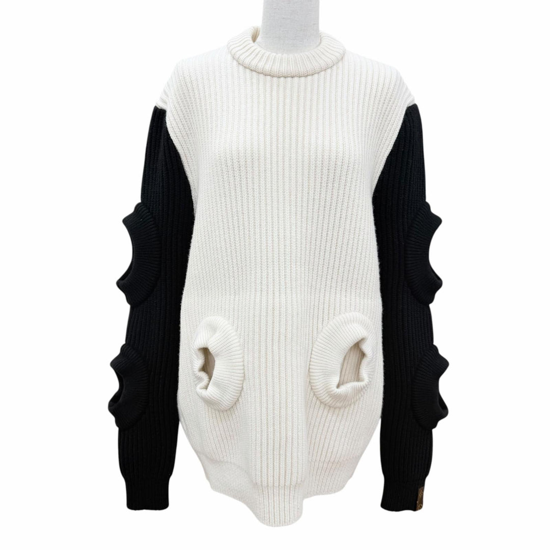 Great LOUIS VUITTON knit Oversized silhouette, two-tone white wool Women XS