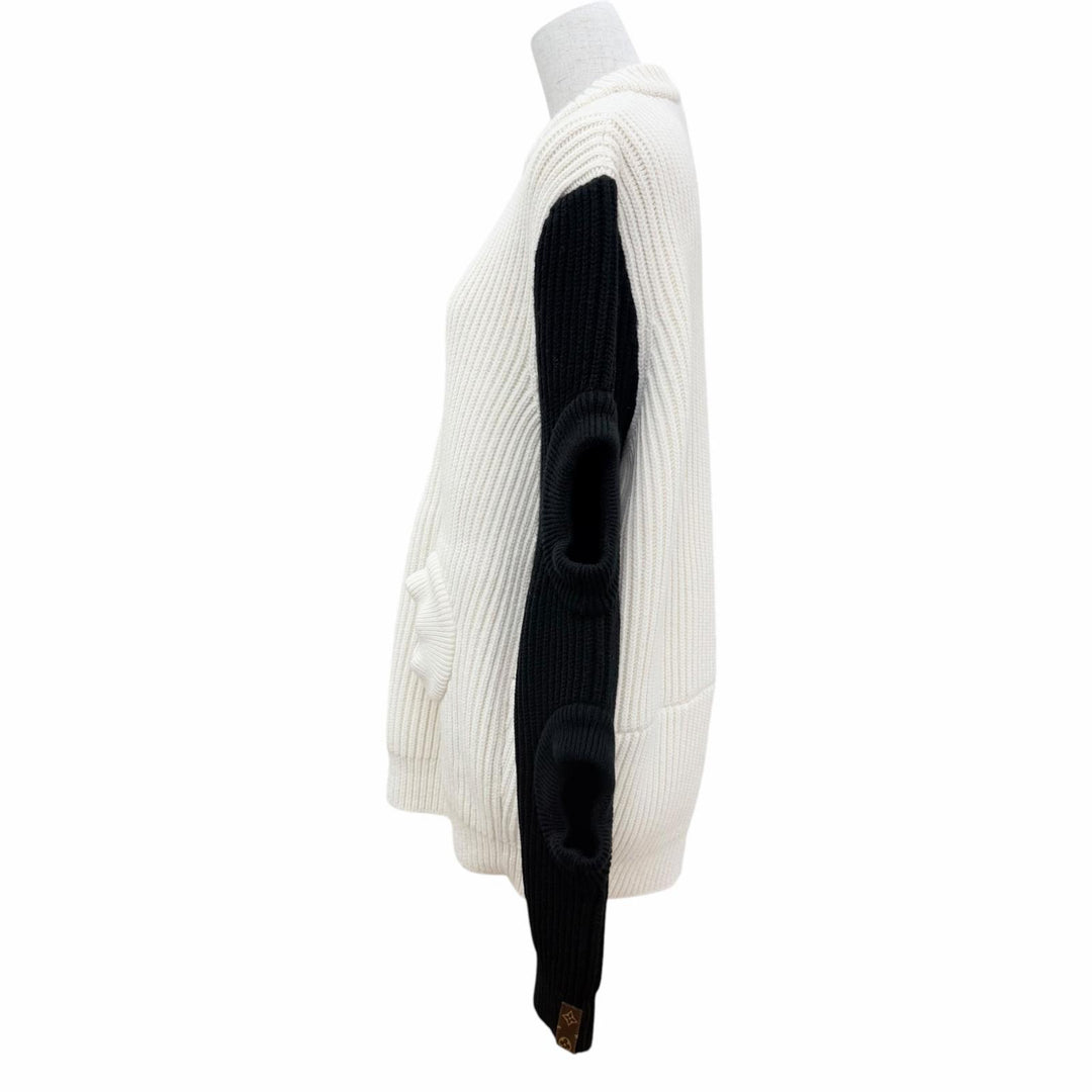 Great LOUIS VUITTON knit Oversized silhouette, two-tone white wool Women XS