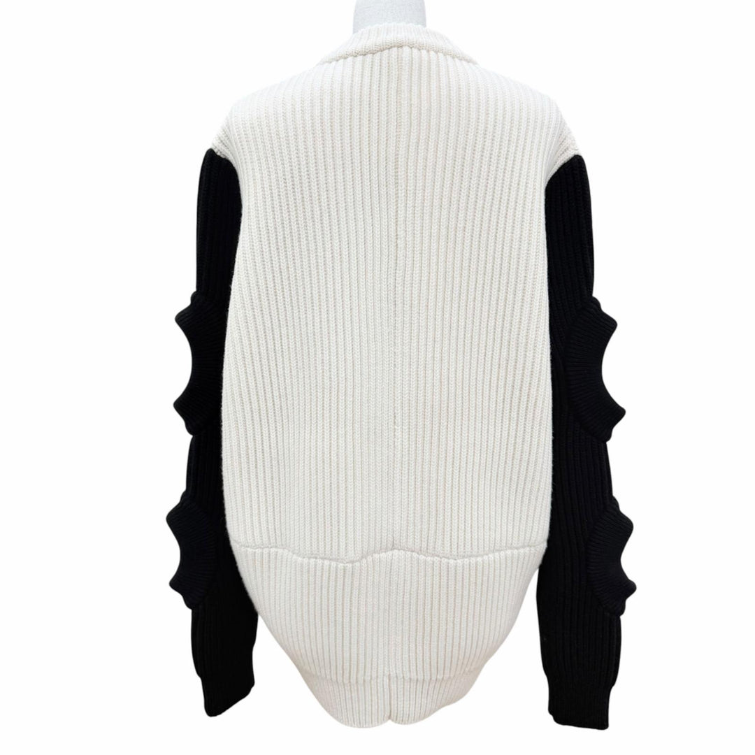 Great LOUIS VUITTON knit Oversized silhouette, two-tone white wool Women XS