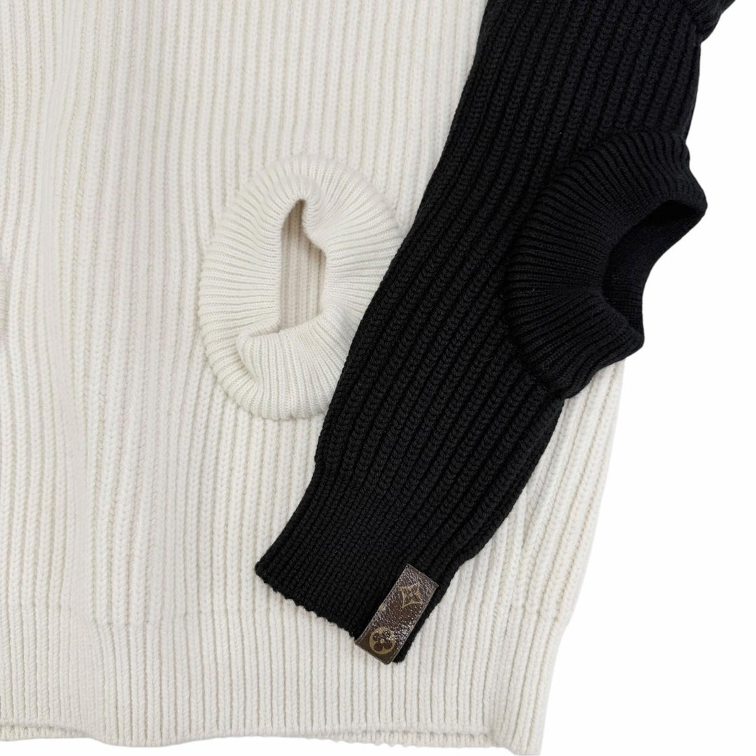Great LOUIS VUITTON knit Oversized silhouette, two-tone white wool Women XS
