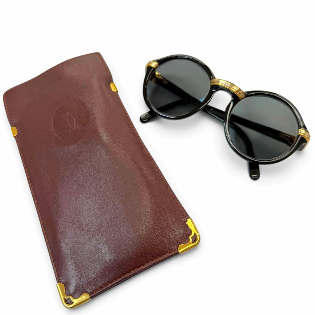 Great Cartier sunglasses Rare Cabriolet Round Eyewear black mens