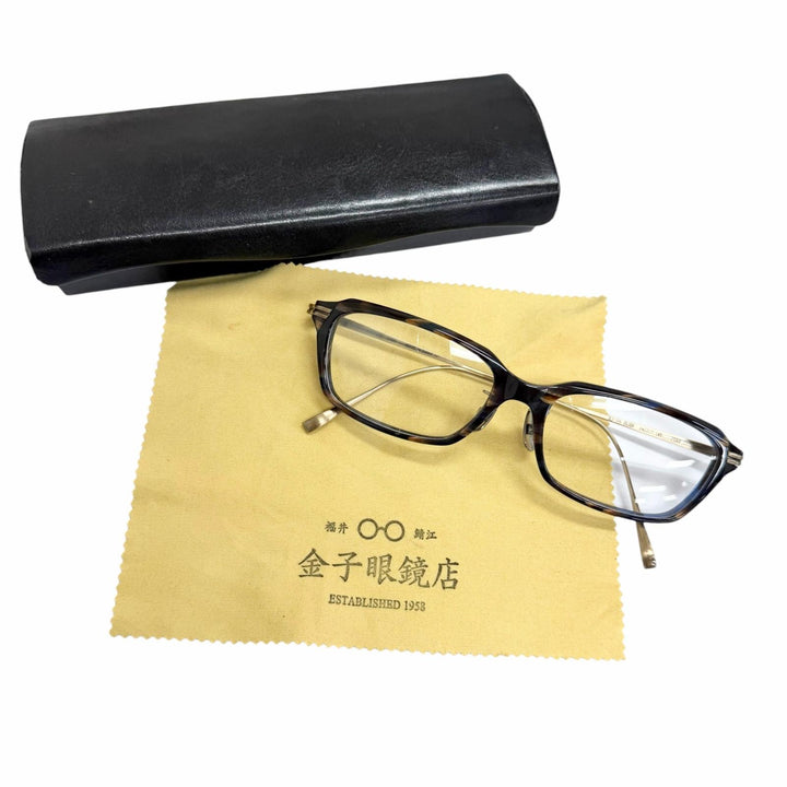 Great 金子眼鏡 Glasses Marble Pattern Square Frame Brown Titanium mens KJ-36
