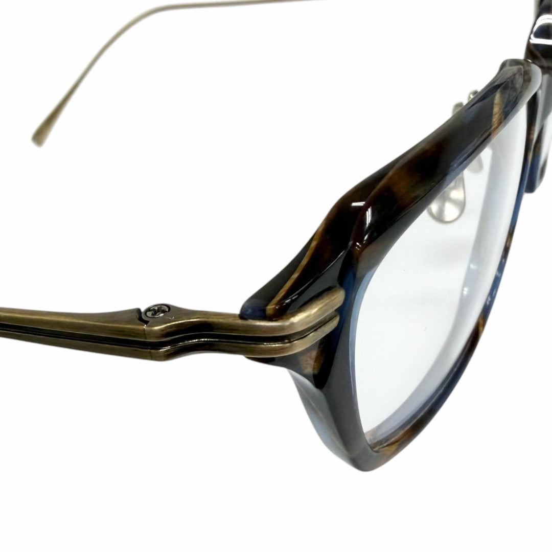 Great 金子眼鏡 Glasses Marble Pattern Square Frame Brown Titanium mens KJ-36