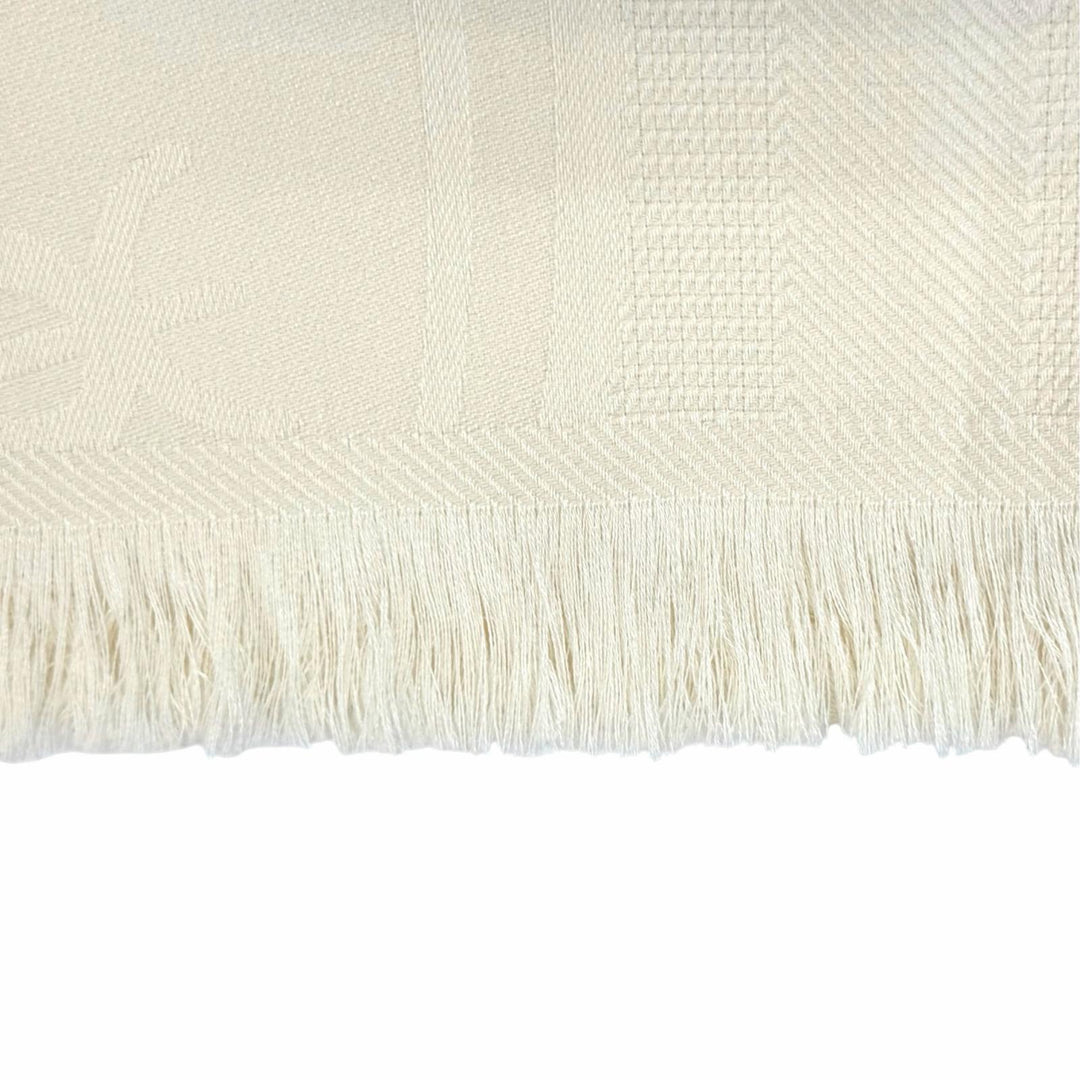 Pristine HERMES Stall New Libris Large shawl with fringe cream cashmere Women