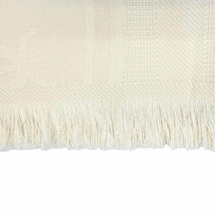 Pristine HERMES Stall New Libris Large shawl with fringe cream cashmere Women