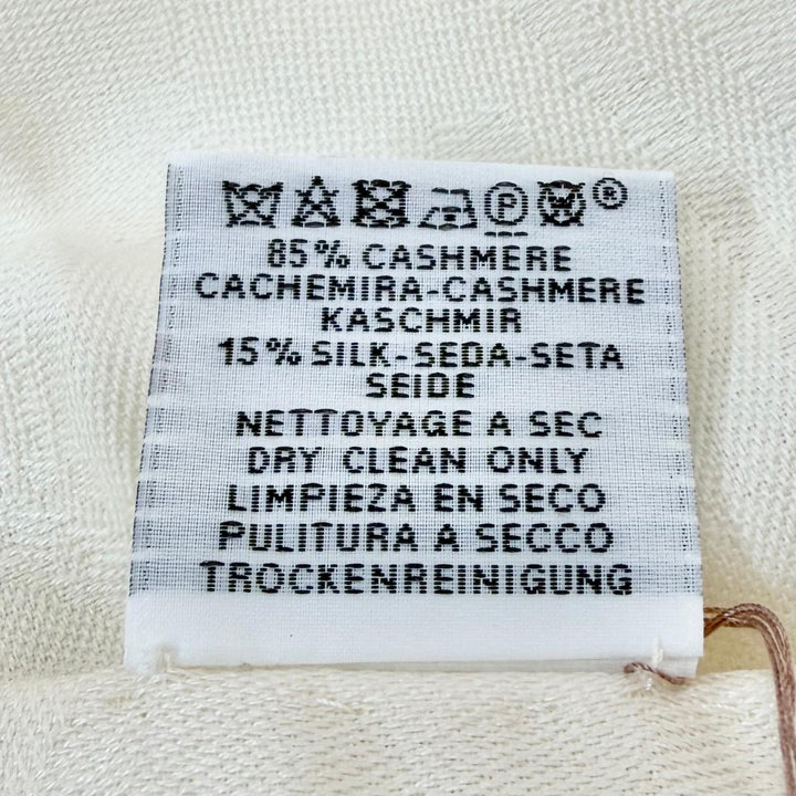 Pristine HERMES Stall New Libris Large shawl with fringe cream cashmere Women
