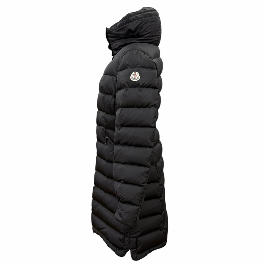 Great MONCLER down coat FLAMMETTE Logo patch Hooded black Nylon Women 1