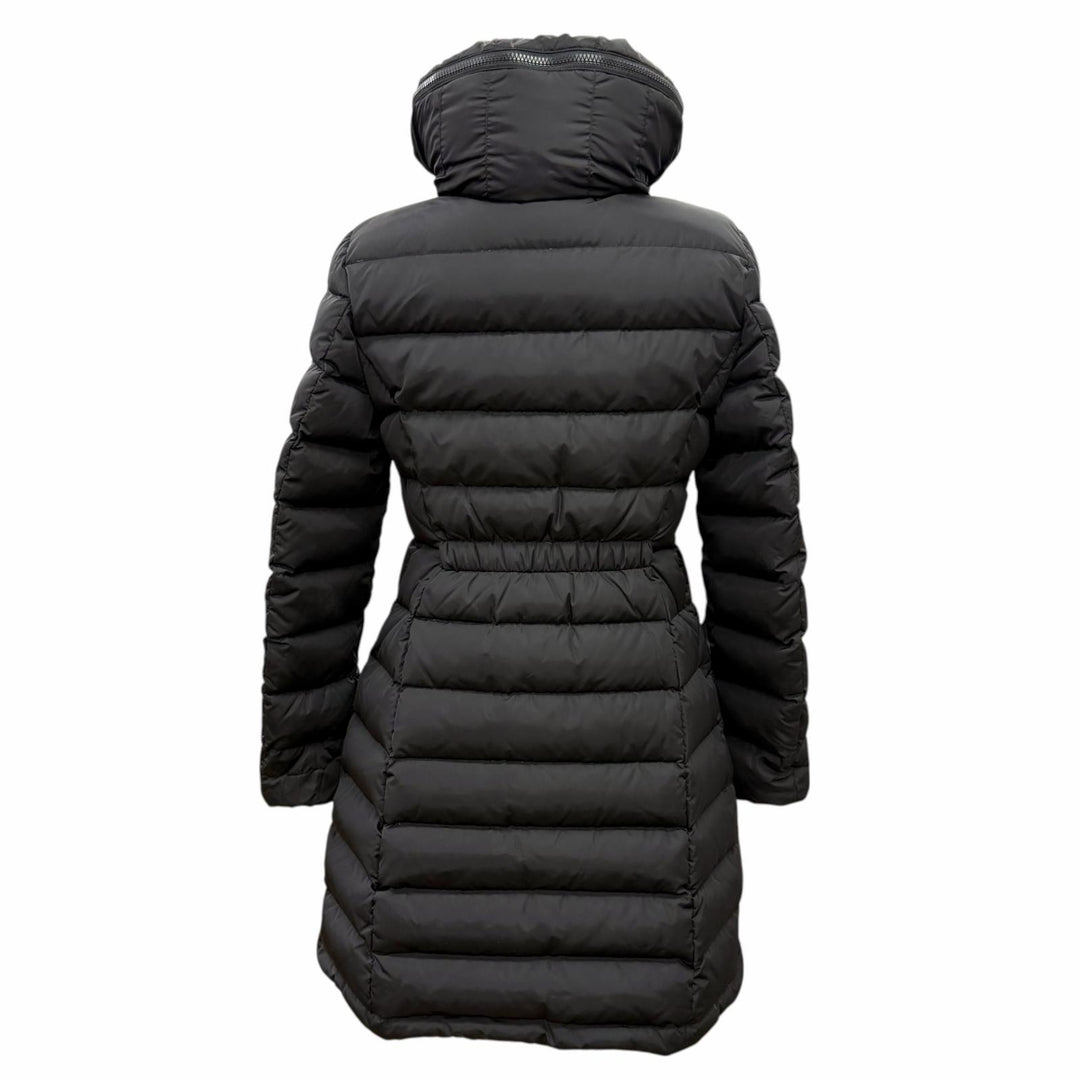 Great MONCLER down coat FLAMMETTE Logo patch Hooded black Nylon Women 1