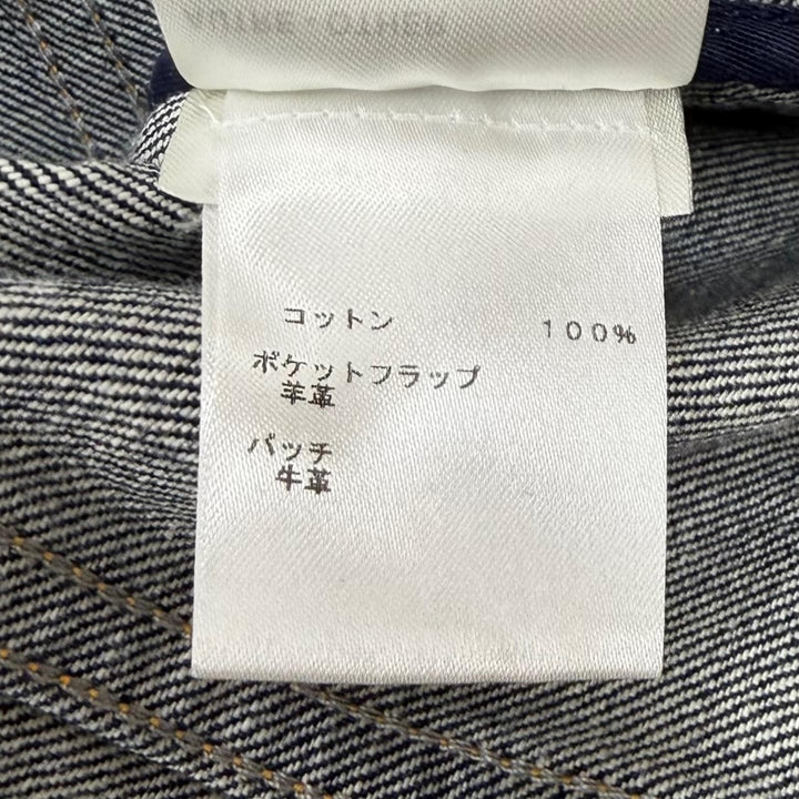 Excellent LOUIS VUITTON one piece Logo ZIP Leather detail denim Indigo cotton 40