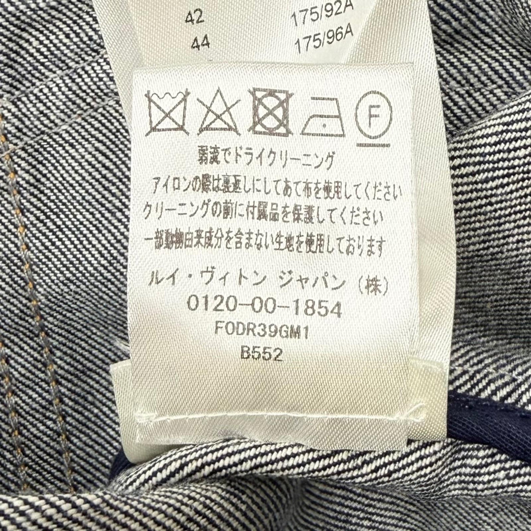 Excellent LOUIS VUITTON one piece Logo ZIP Leather detail denim Indigo cotton 40