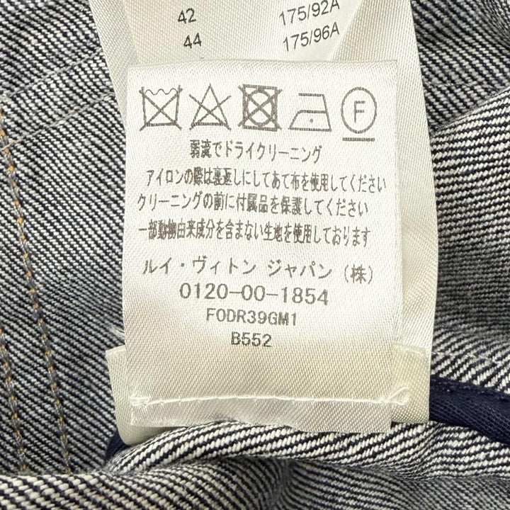 Excellent LOUIS VUITTON one piece Logo ZIP Leather detail denim Indigo cotton 40