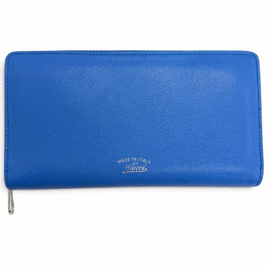 Excellent GUCCI Purse Lila Round zip wallet blue leather mens 867318