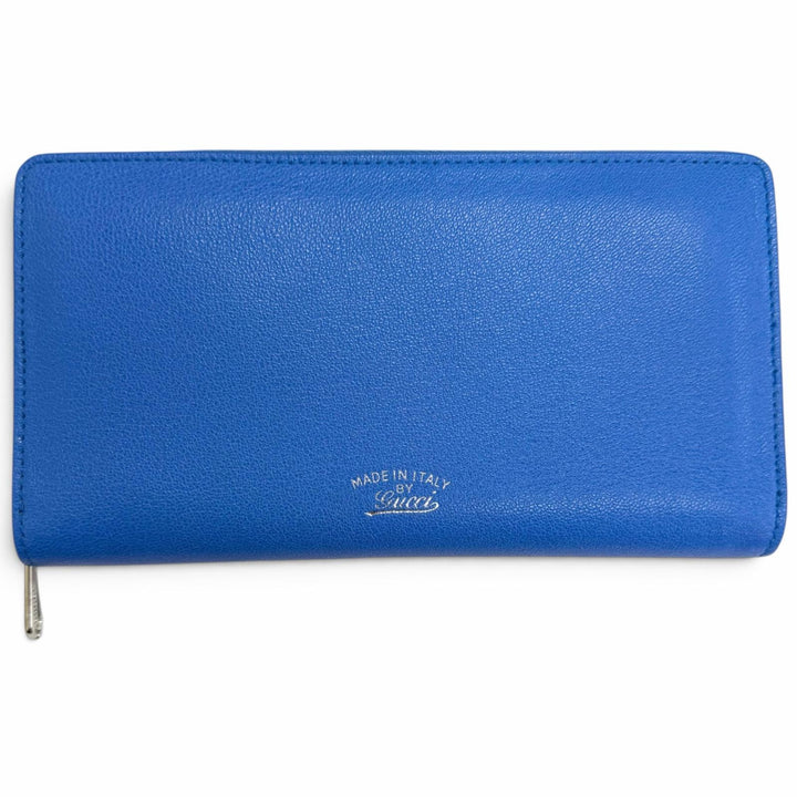 Excellent GUCCI Purse Lila Round zip wallet blue leather mens 867318