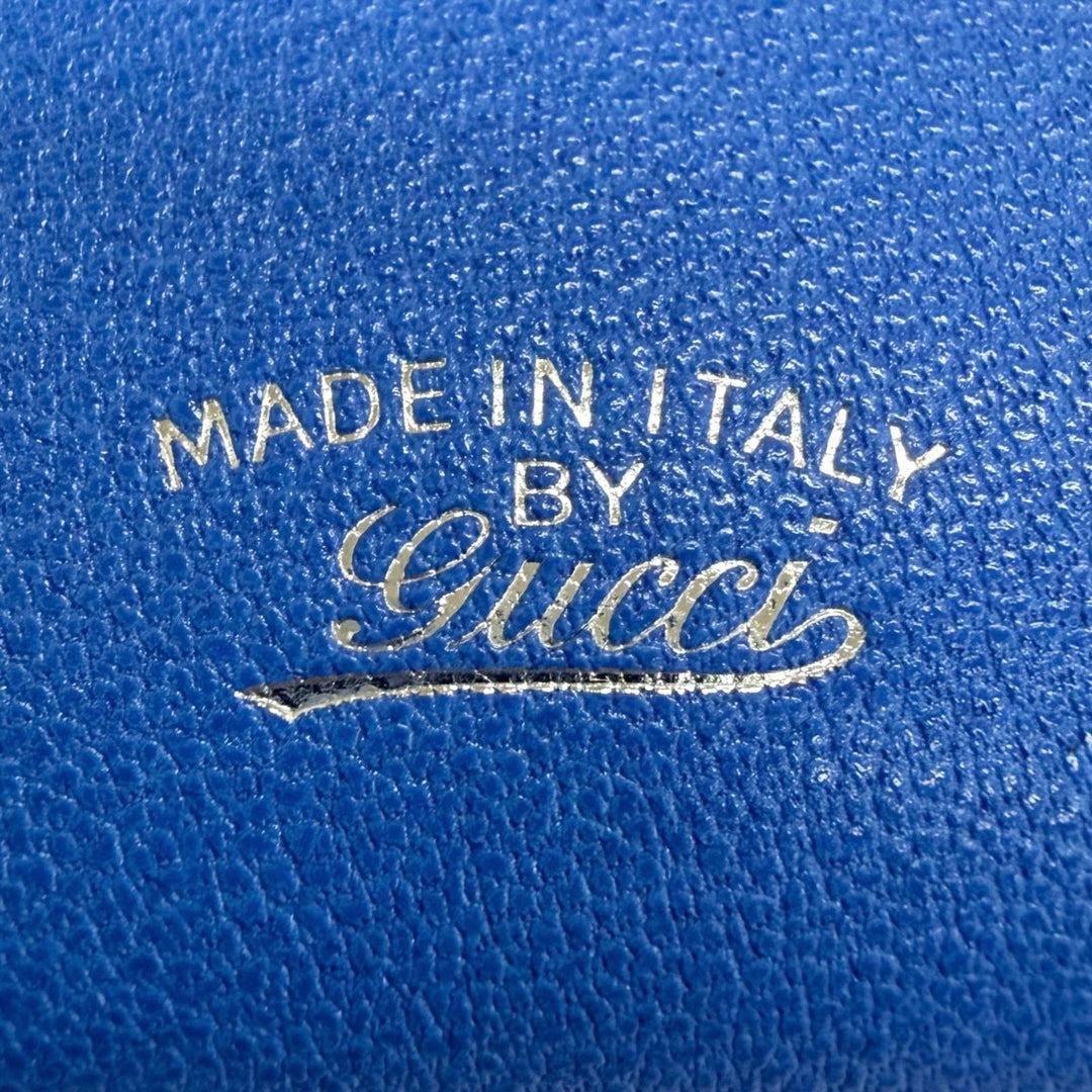 Excellent GUCCI Purse Lila Round zip wallet blue leather mens 867318
