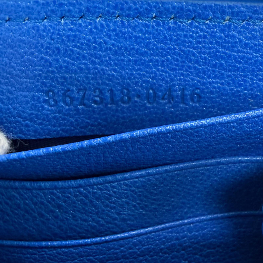 Excellent GUCCI Purse Lila Round zip wallet blue leather mens 867318