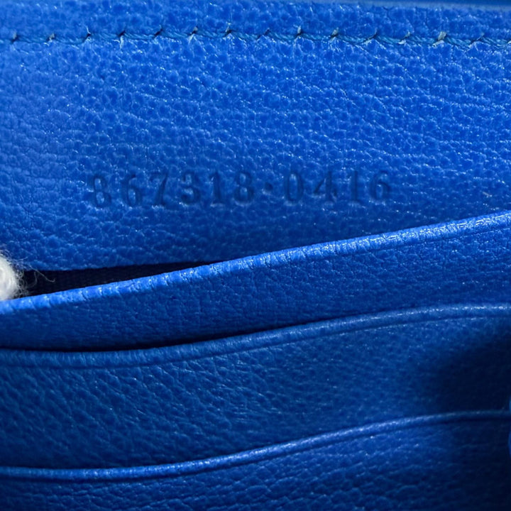 Excellent GUCCI Purse Lila Round zip wallet blue leather mens 867318