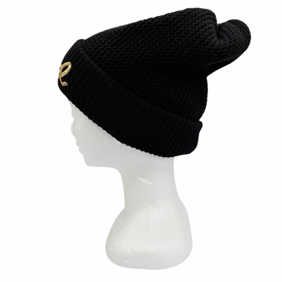 Pristine CHANEL Knit cap Sequin logo embroidered beanie cashmere 22A AA8313