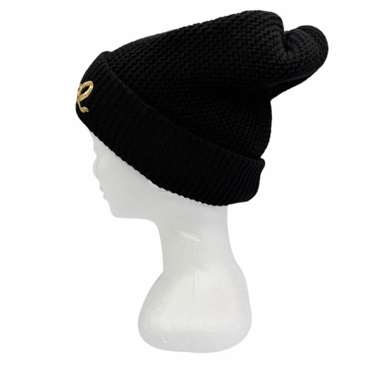 Pristine CHANEL Knit cap Sequin logo embroidered beanie cashmere 22A AA8313