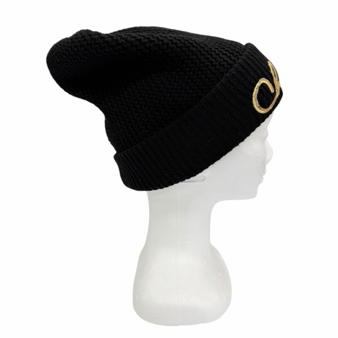 Pristine CHANEL Knit cap Sequin logo embroidered beanie cashmere 22A AA8313