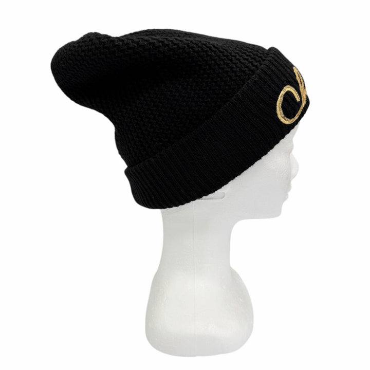 Pristine CHANEL Knit cap Sequin logo embroidered beanie cashmere 22A AA8313