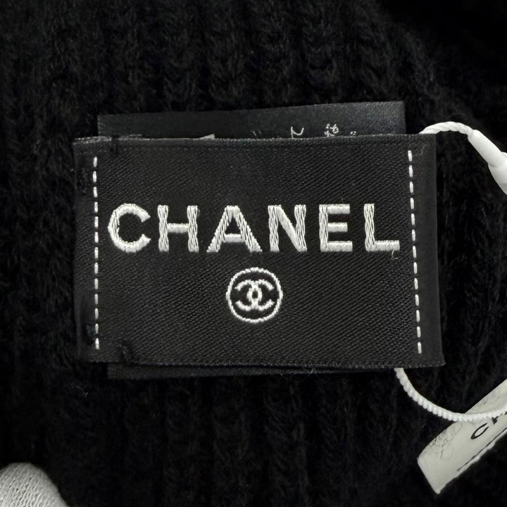 Pristine CHANEL Knit cap Sequin logo embroidered beanie cashmere 22A AA8313