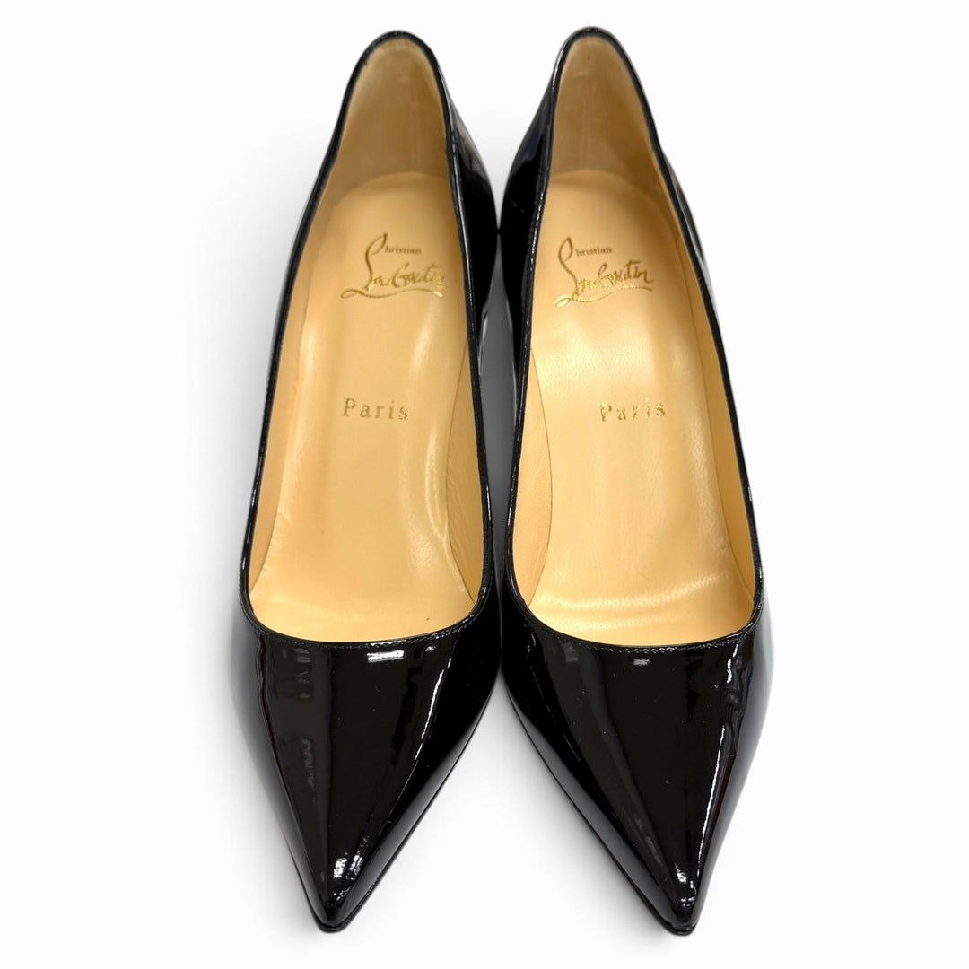 Pristine Christian Louboutin pumps KATE 85 Pointed toe black Patent leather 37