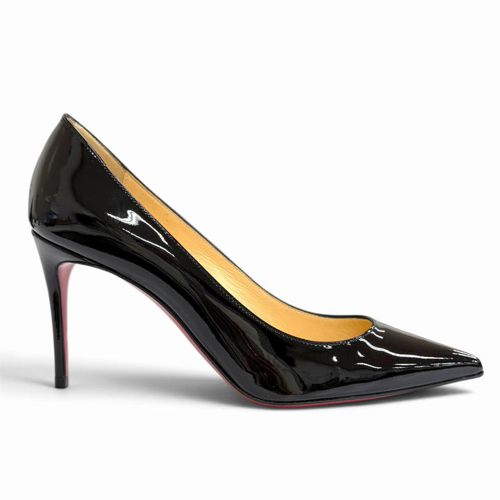 Pristine Christian Louboutin pumps KATE 85 Pointed toe black Patent leather 37