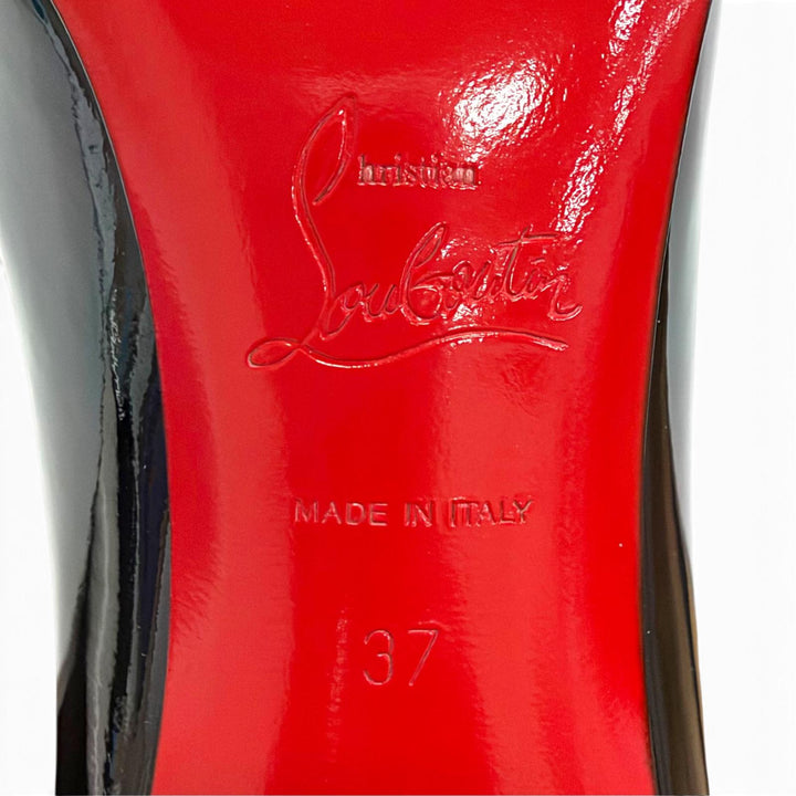 Pristine Christian Louboutin pumps KATE 85 Pointed toe black Patent leather 37