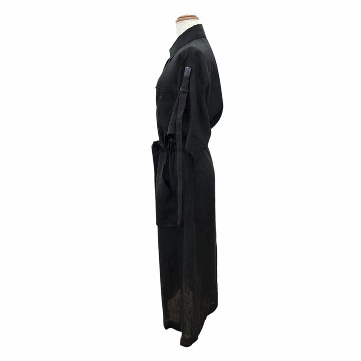Excellent LOEWE Paulas Ibiza one piece Anagram Leather Patch linen 34 S616Y09W15