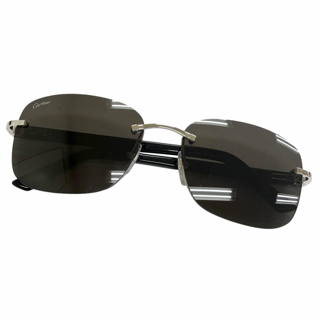 Pristine Cartier sunglasses C logo square lens rimless black