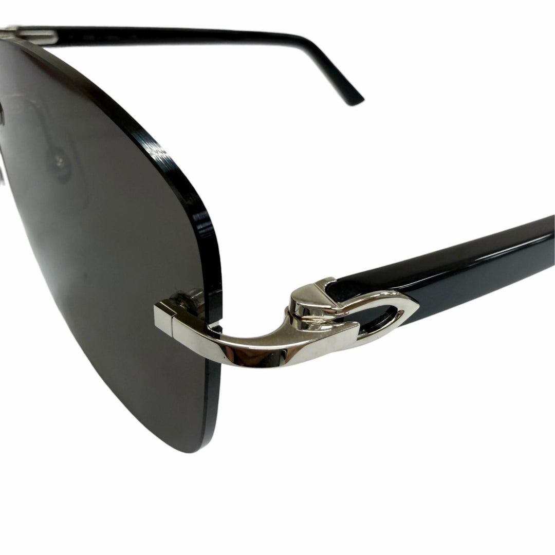 Pristine Cartier sunglasses C logo square lens rimless black