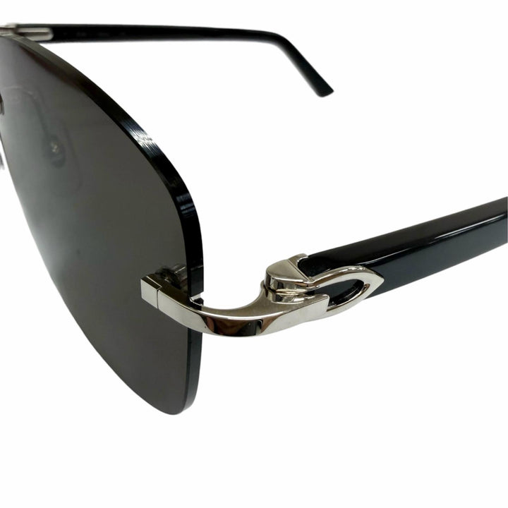 Pristine Cartier sunglasses C logo square lens rimless black