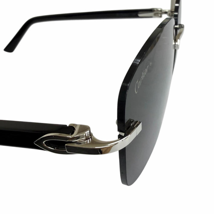 Pristine Cartier sunglasses C logo square lens rimless black