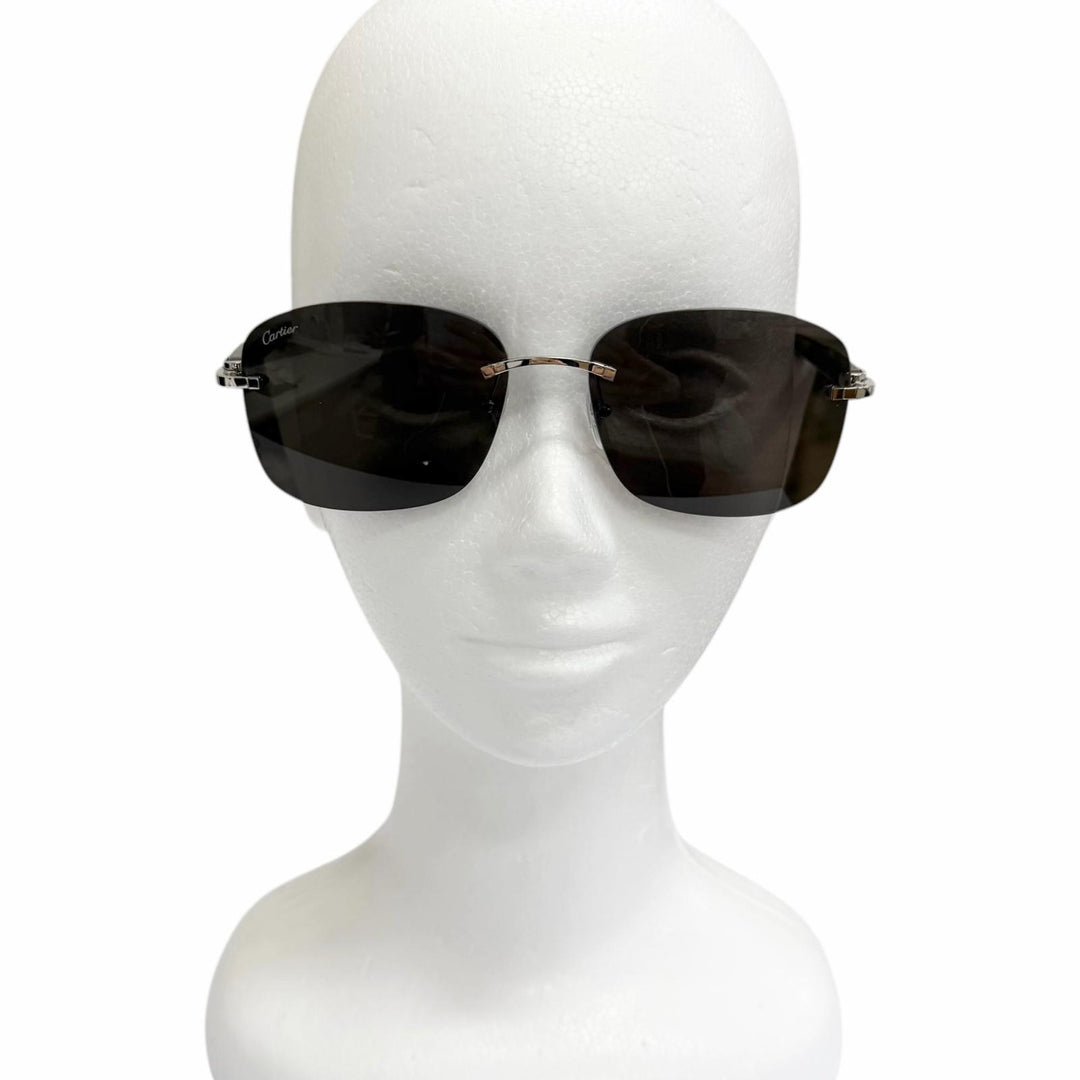 Pristine Cartier sunglasses C logo square lens rimless black