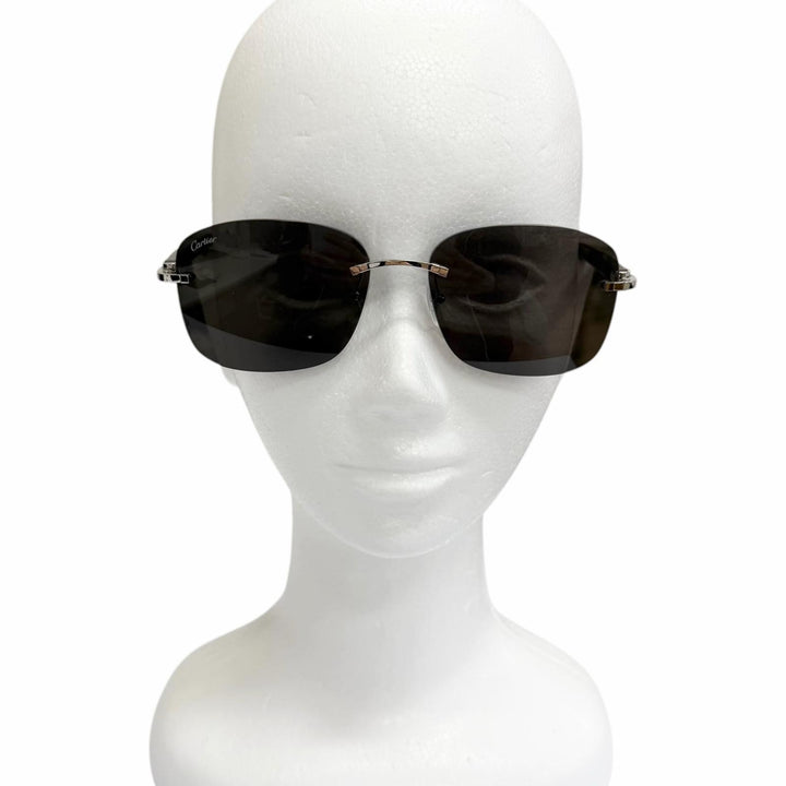 Pristine Cartier sunglasses C logo square lens rimless black