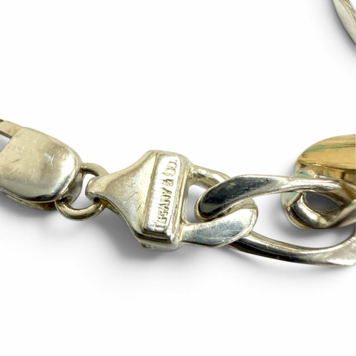 Great TIFFANY&Co. bracelet Figaro Chain Silver SV925 mens