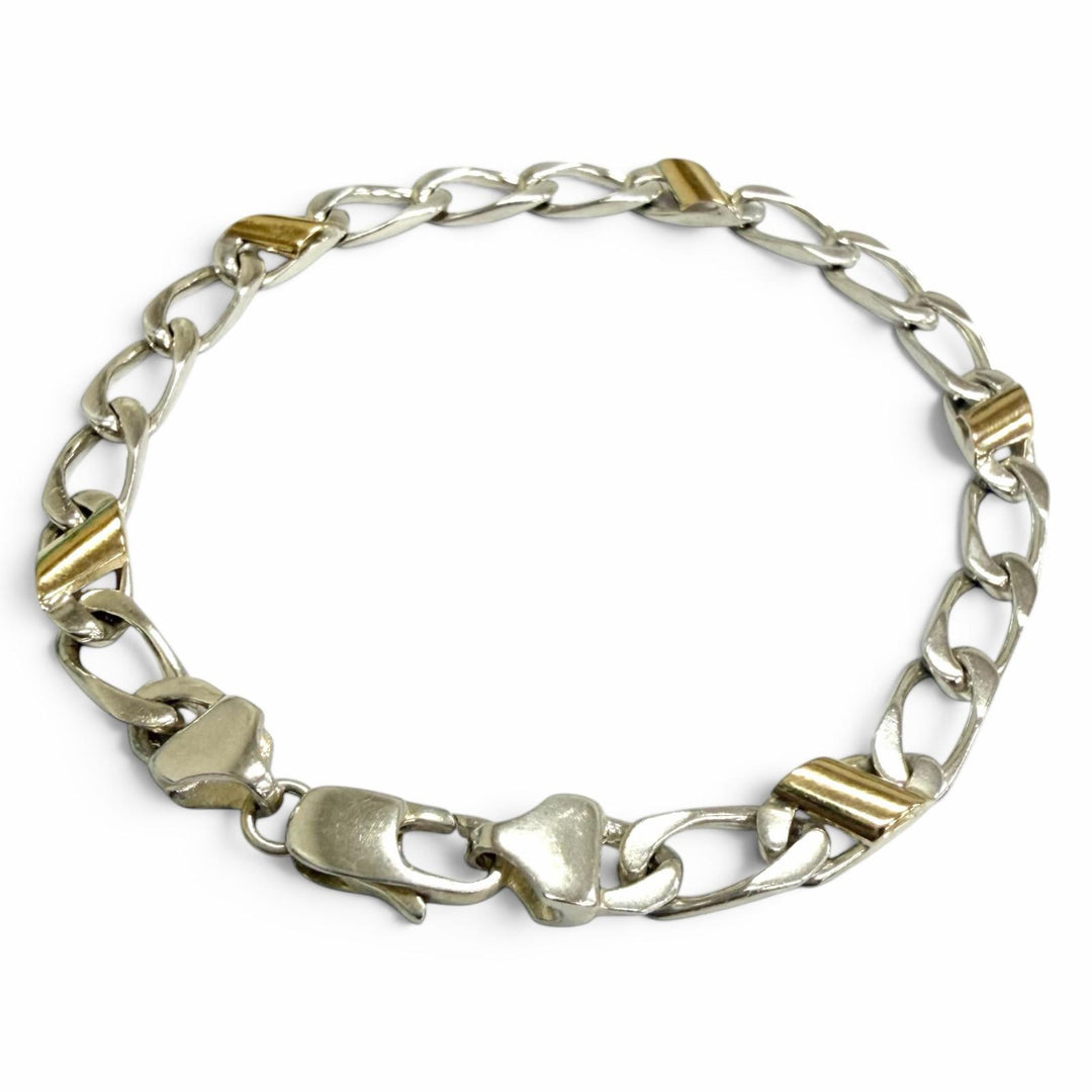 Great TIFFANY&Co. bracelet Figaro Chain Silver SV925 mens