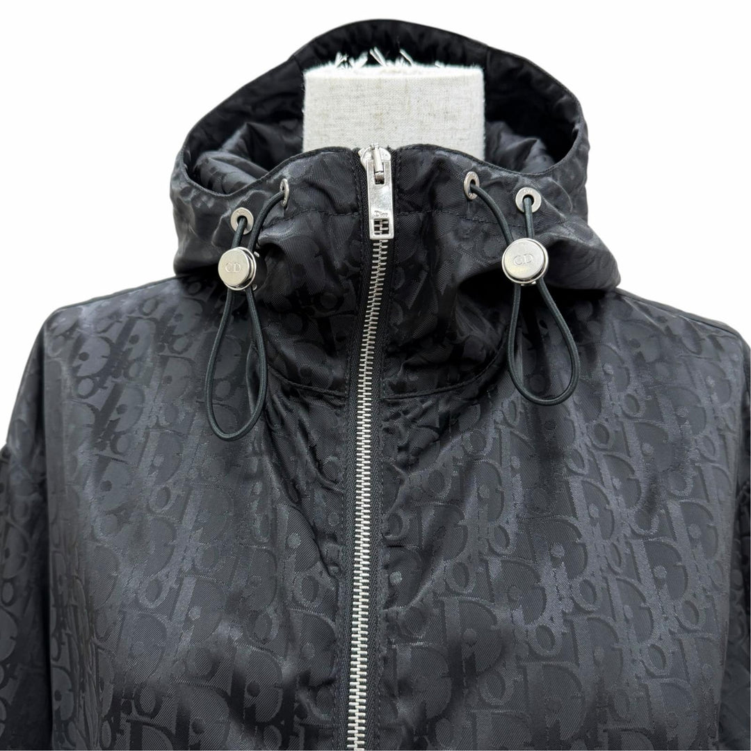Excellent Dior Cropped zip jacket Oblique black Nylon Women FR 34 627C24A2661