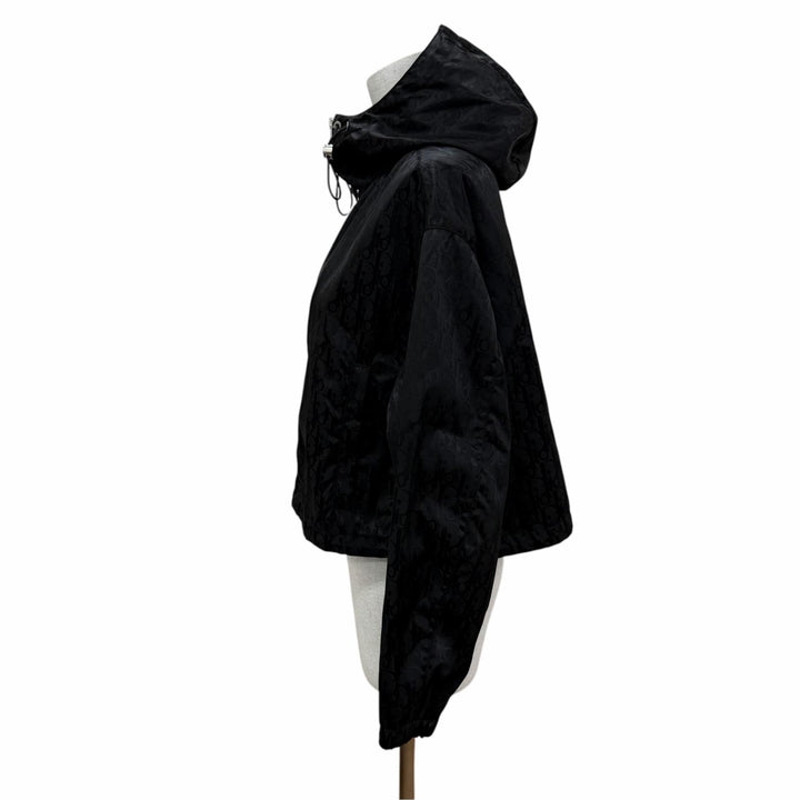 Excellent Dior Cropped zip jacket Oblique black Nylon Women FR 34 627C24A2661