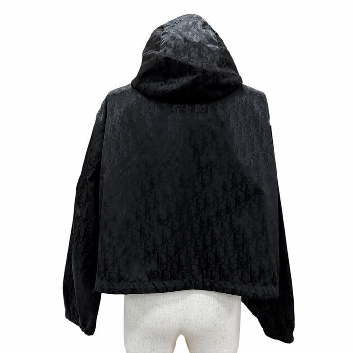 Excellent Dior Cropped zip jacket Oblique black Nylon Women FR 34 627C24A2661