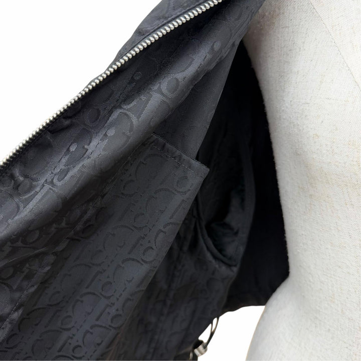 Excellent Dior Cropped zip jacket Oblique black Nylon Women FR 34 627C24A2661