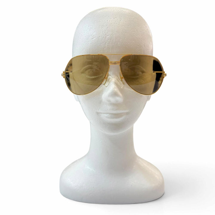 Great Cartier sunglasses Trinity Double-bridge teardrop eyewear gold mens