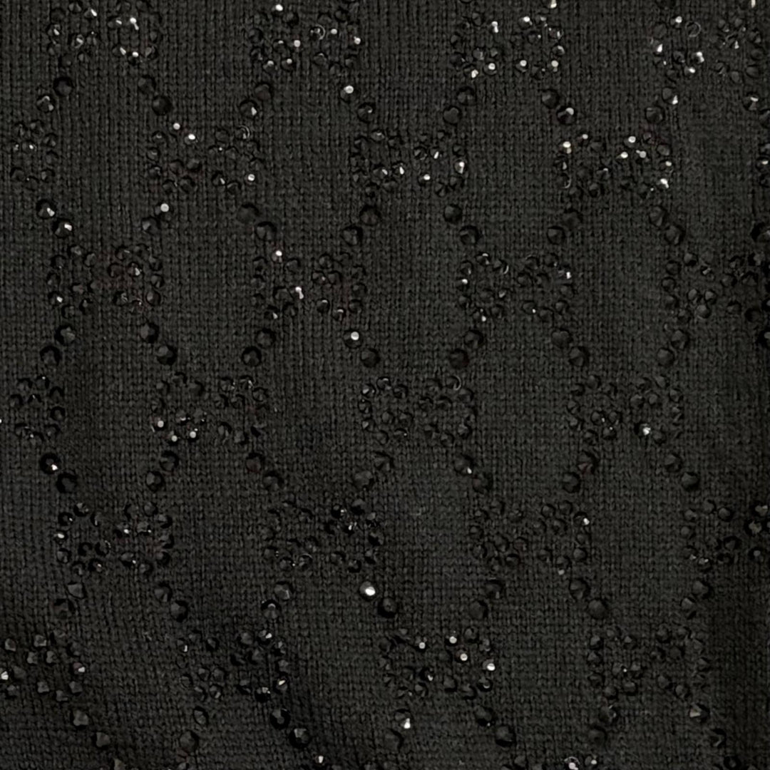 Excellent GUCCI Short sleeve knit Fine Wool GG Crystal Top Rhinestone S 748886