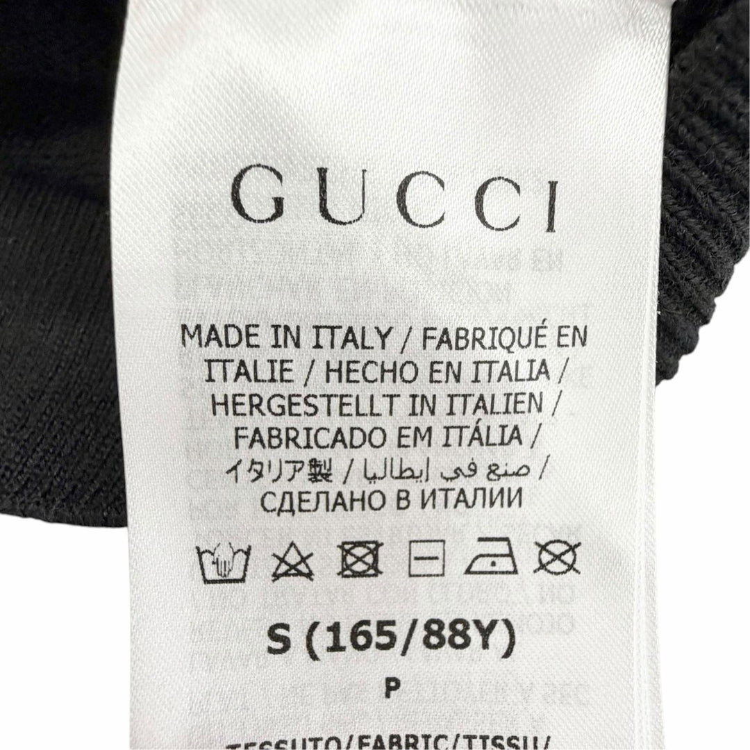 Excellent GUCCI Short sleeve knit Fine Wool GG Crystal Top Rhinestone S 748886